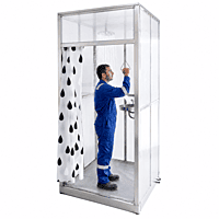 Safety Shower and Eyewash combo Cabinet SS 304 with PVC curtains
