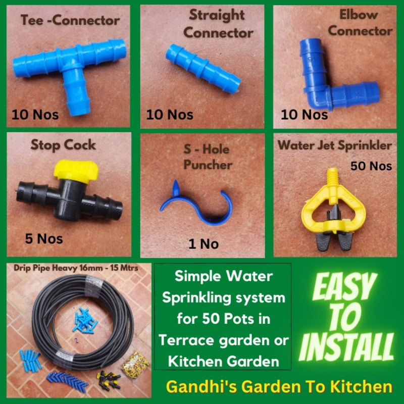 Drip Irrigation kit for Terrace or Kitchen Garden Automatic Watering System for 50 Plants.