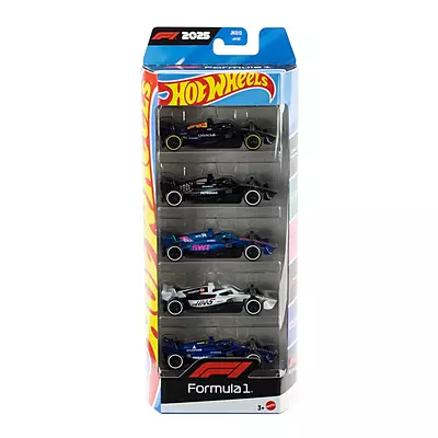 Hotwheels Formula 1 5-Pack, Set Of 5 Die-Cast Toy F1 Cars in 1:64 Scale