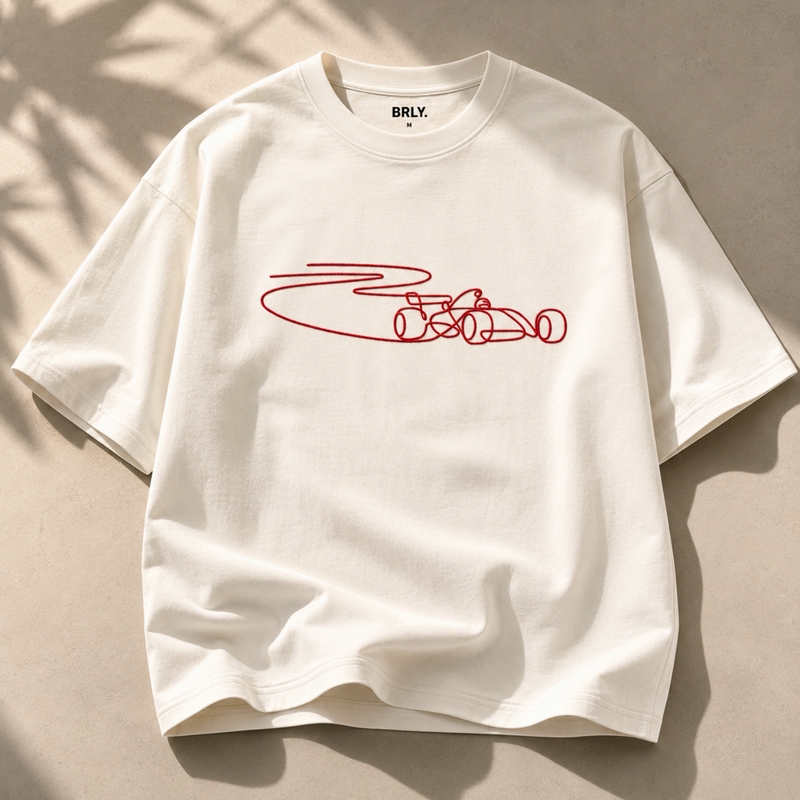 F1 - Car Embroidered T-Shirt | Oversized Fit