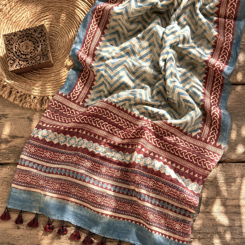 Cotton Ajrakh Print Stole #11