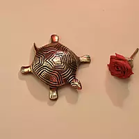 Brass Tortoise with Shree Yantra/Kuber Yantra on Back - 3.2 inch Length | Brass Tortoise with Shree Yantra/Kuber Yantra for Prosperity