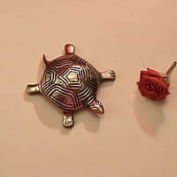 Brass Tortoise with Shree Yantra/Kuber Yantra on Back - 3.2 inch Length | Brass Tortoise with Shree Yantra/Kuber Yantra for Prosperity