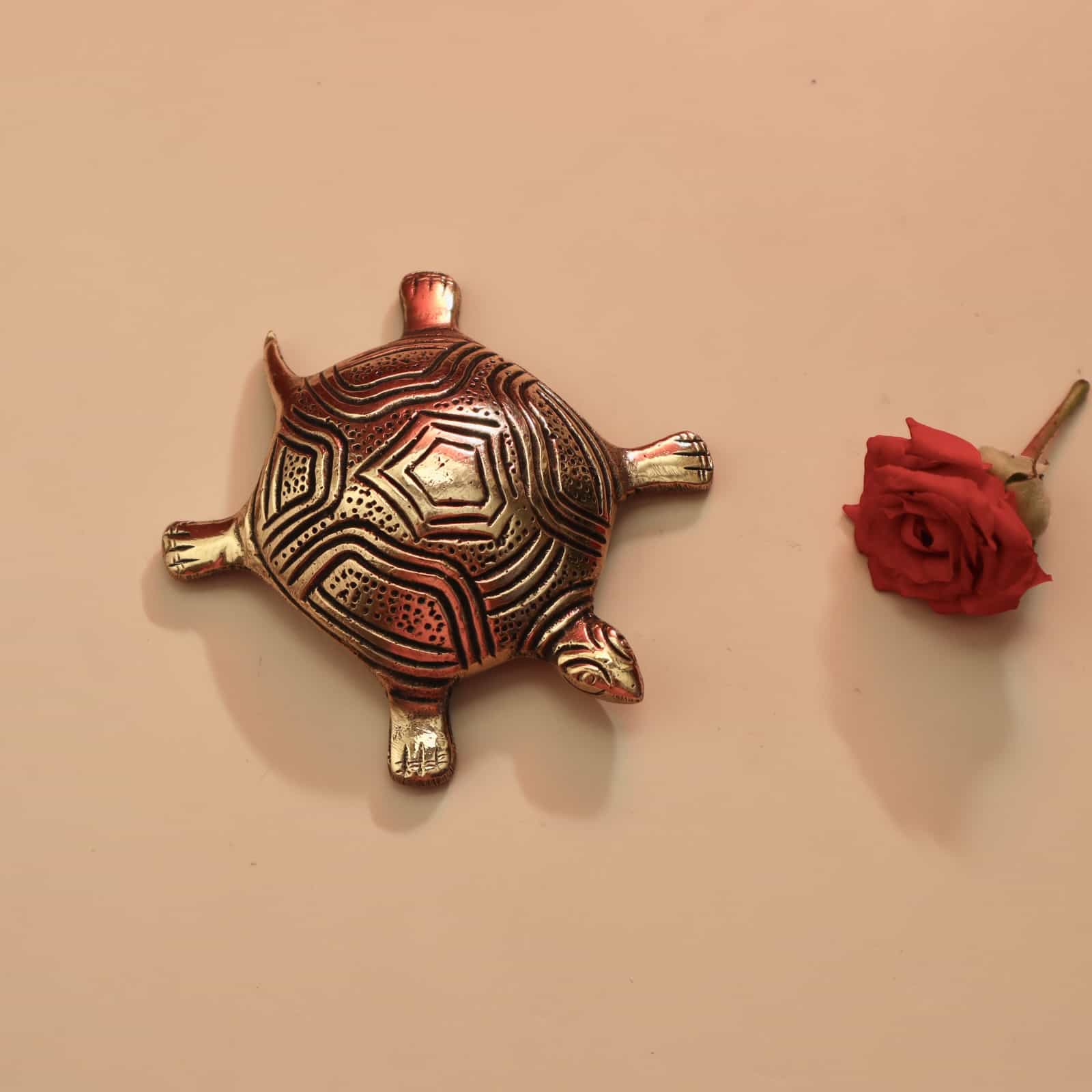 Brass Tortoise with Shree Yantra/Kuber Yantra on Back - 3.2 inch Length | Brass Tortoise with Shree Yantra/Kuber Yantra for Prosperity