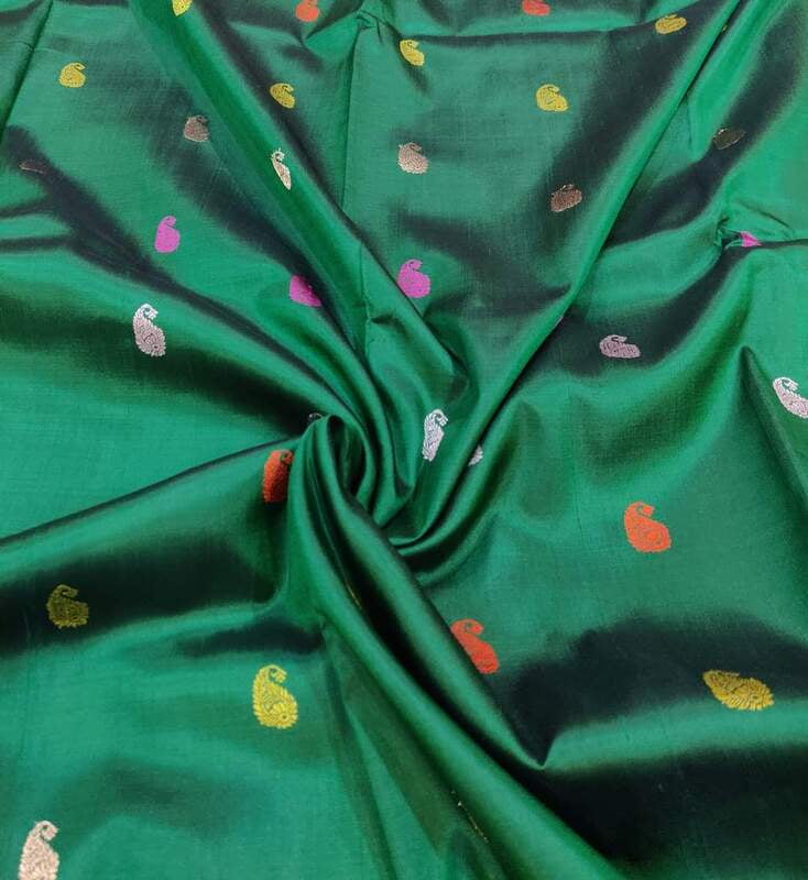 Emarald green Bonalata pure mulberry silk Swarnachari saree Emarald green Bonalata pure mulberry silk Swarnachari saree