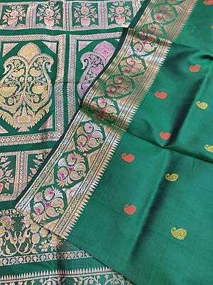 Emarald green Bonalata pure mulberry silk Swarnachari saree Emarald green Bonalata pure mulberry silk Swarnachari saree