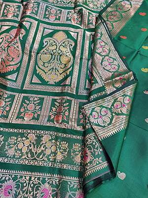 Emarald green Bonalata pure mulberry silk Swarnachari saree Emarald green Bonalata pure mulberry silk Swarnachari saree