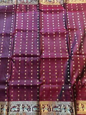 wine color 2000 buta pure mulberry silk Swarnachari saree