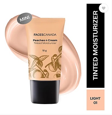 FACES CANADA Peaches N Cream Tinted Moisturizer - Light 01, 18 g | Soft Peachy, Natural Glow |