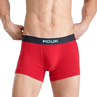 FCUK Cotton Elastane Flex Archway, Men's Solid Trunks Pack of 2 Regular Fit