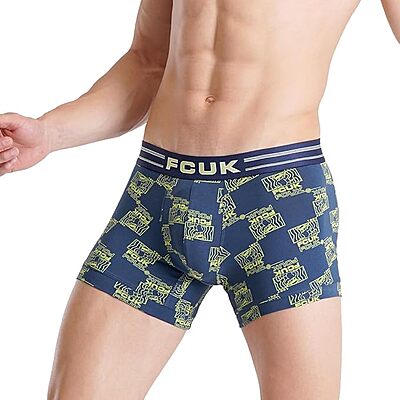 FCUK Cotton Elastane Flex Brixton, Men's Printed Trunks Pack of 2 Regular Fit