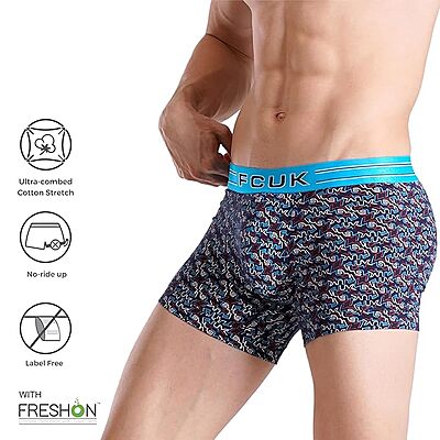 FCUK Cotton Elastane Flex Brixton, Men's Printed Trunks Pack of 2 Regular Fit