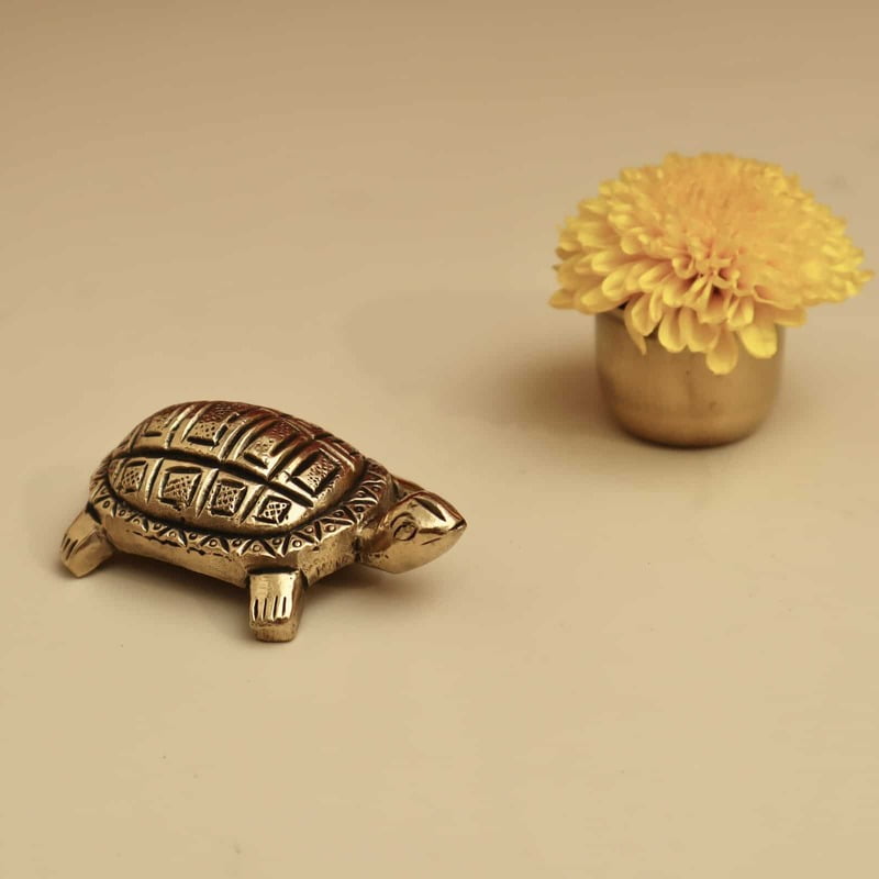 Brass Tortoise - 3 inch Length | Decorative Brass Tortoise for Vastu and Good Luck