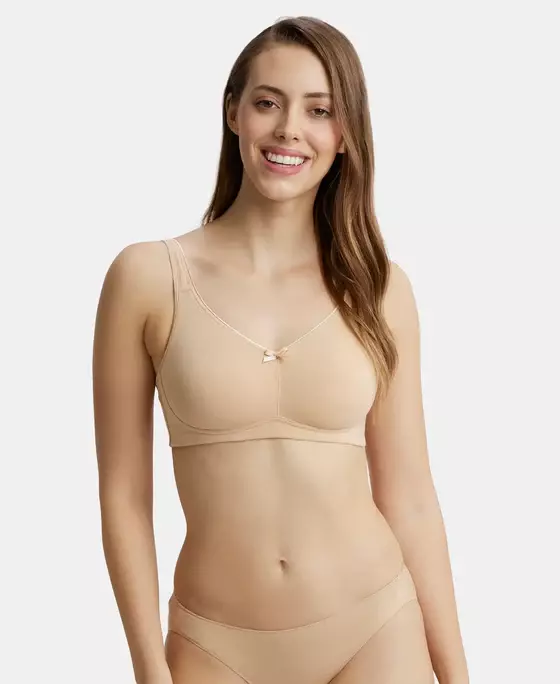 Jockey Wirefree Non Padded Super Combed Cotton Elastane Stretch Full Coverage Everyday Bra with Concealed Shaper Panel - FE41