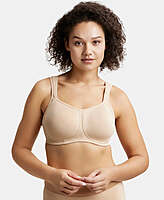 JOCKEY Wirefree Padded Super Combed Cotton Elastane Stretch Full Coverage Plus Size Bra with Broad Cushioned Fabric Strap FE78