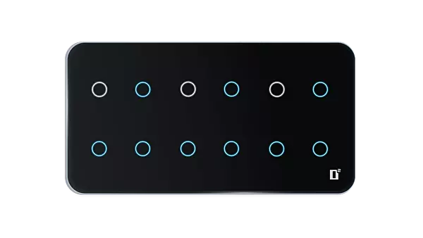 D2Touch 6 Module 12 Switch Glosy Acrylic Blue LED frameless Wi-Fi Remote Touch Switch Panel