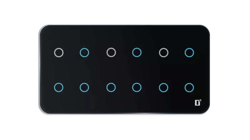 D2Touch 6 Module 12 Switch Glosy Acrylic Blue LED frameless Wi-Fi Remote Touch Switch Panel
