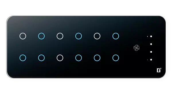 D2Touch 8 Module 12Switch 1Fan Glosy Acrylic Blue LED frameless Wi-Fi Remote Touch Switch Panel