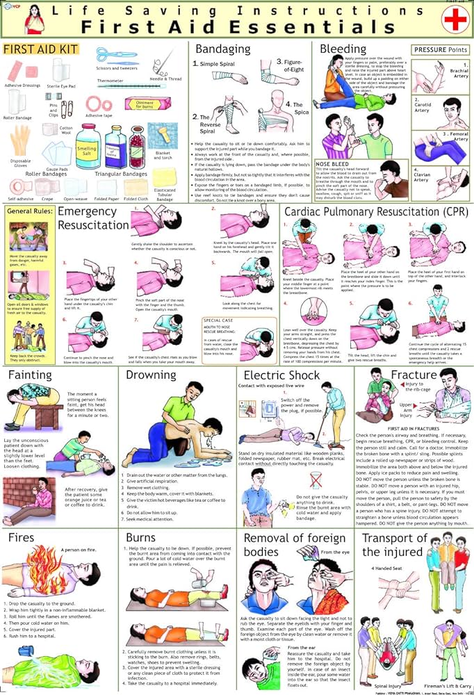 Box A First Aid Chart In Hindi AND English.