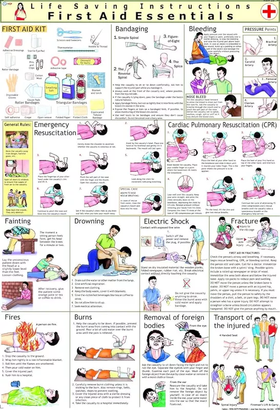 Box A First Aid Chart In Hindi AND English.