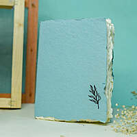 Handmade Tropical flower Deckle Edge Paper Notebooks ( Aqua )