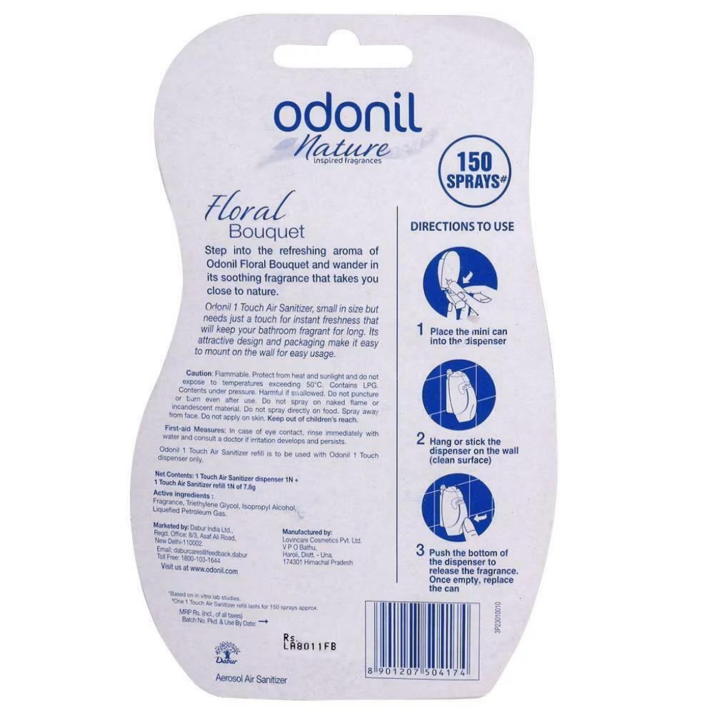 Odonil Combo One Touch Air Sanitizer Freshener - 7.8G/12Ml Refill