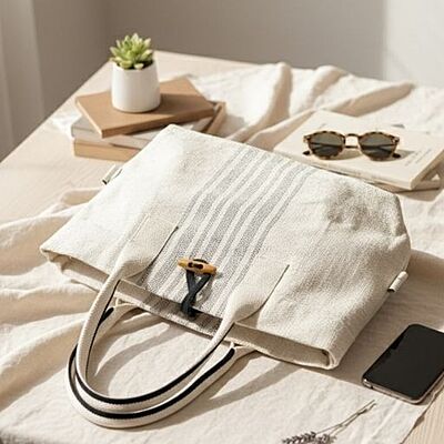 FLS BLACK STRIPE TOTE BAG