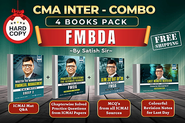 CMA Inter FMBDA Combo Book Set (Question Bank Vol 1, MCQ, DJB, Summary Notes) by CA Satish Jalan