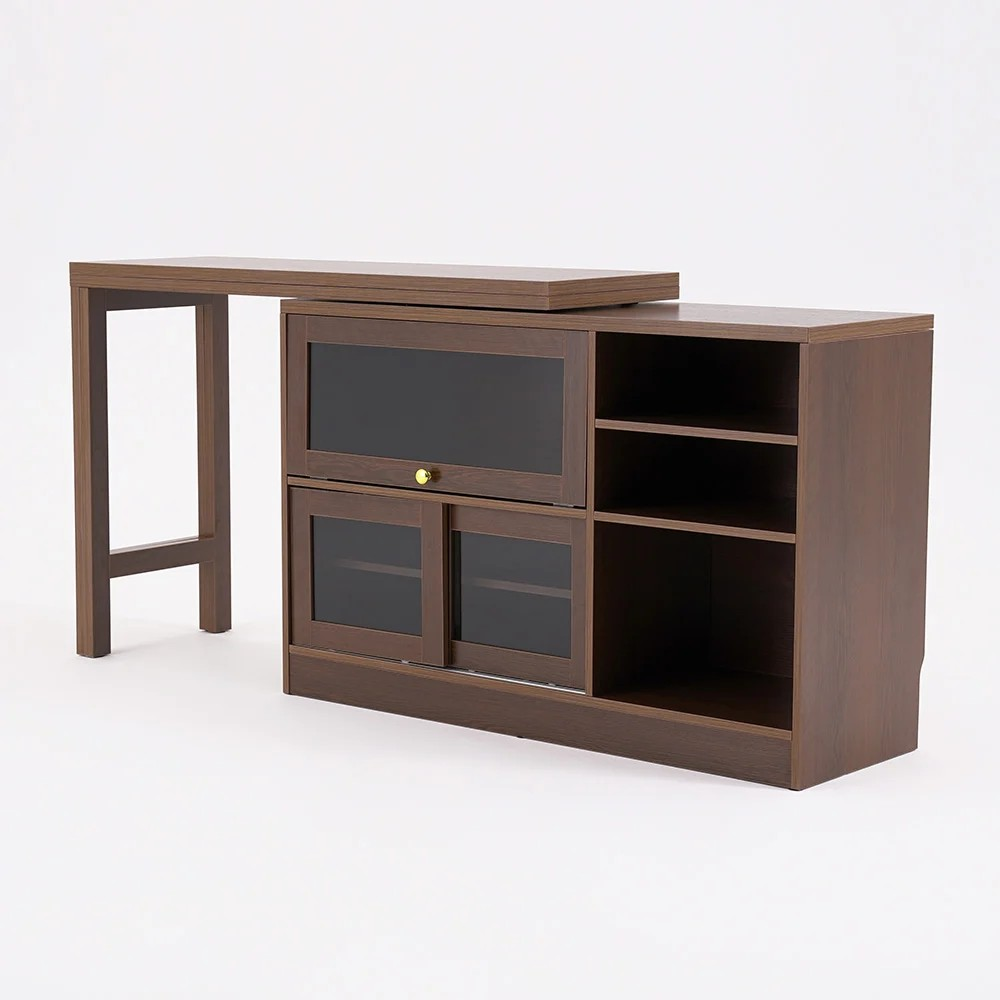 Furnlluxra Multi-Functional Solid Wood Expandable Dining Table with Storage Unit