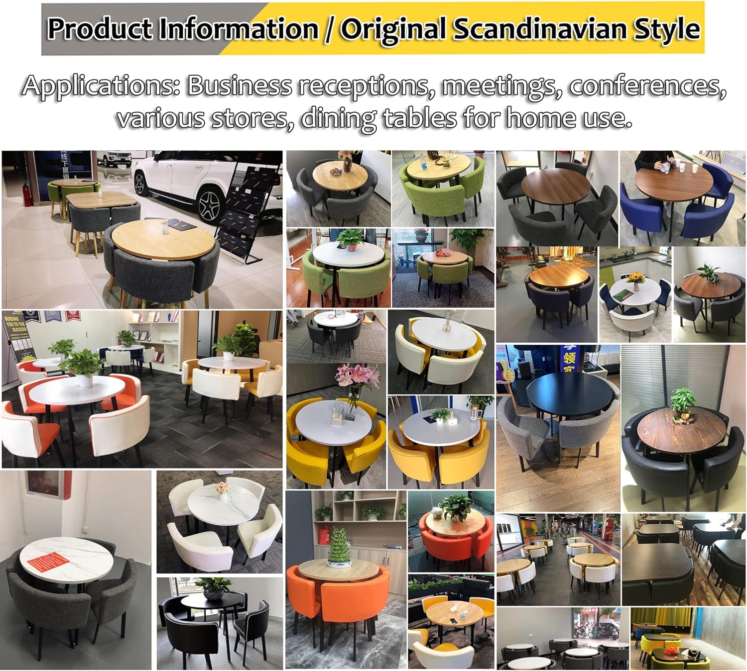 Modern Space-Saving Round Dining Table Set with Hidden Chairs