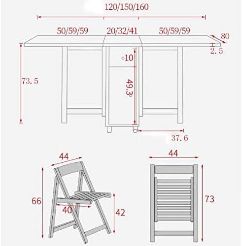 Foldable 6-Seater Dining Table Set with 4 Folding Chairs and Storage Drawer � Convertible Multipurpose Space-Saving Dining Table on Wheels