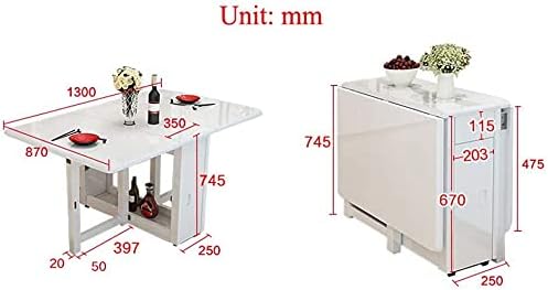 Modern Glossy White Foldable Dining Table Set with Storage | Space-Saving Convertible Table with 6 Chairs � FSSFD_15