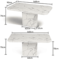 Modern 6-Seater Marble Dining Table Set with Upholstered Chairs – Grey & Cream Options