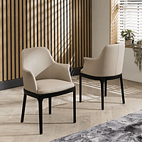 Modern 8-Seater Wooden Dining Table with Beige Cushioned Chairs � X-Leg Base Design