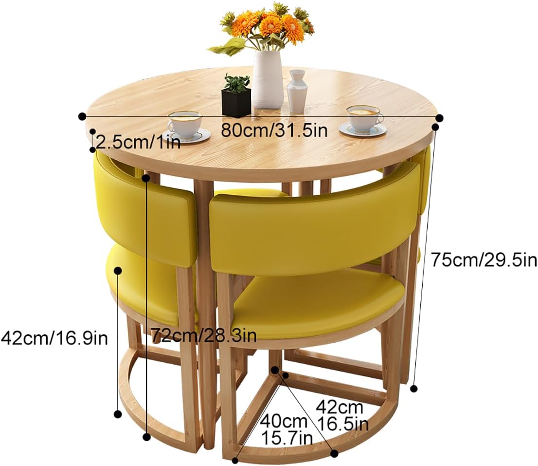 Modern Space Saving Round Dining Table with 4 Chairs