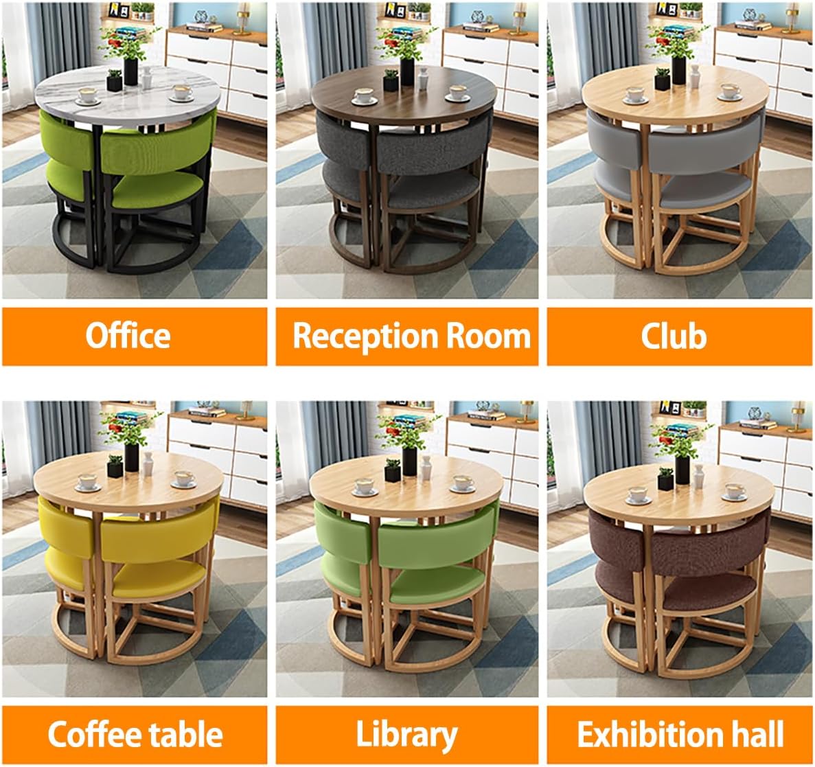 Modern Space Saving Round Dining Table with 4 Chairs