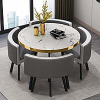 35.5 Marble Look Tabletop with Golden Edge Space Saving Design