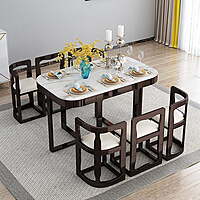 Gulmarg Luxury 6 Seater Modern Marble Dining Table Set with Chairs