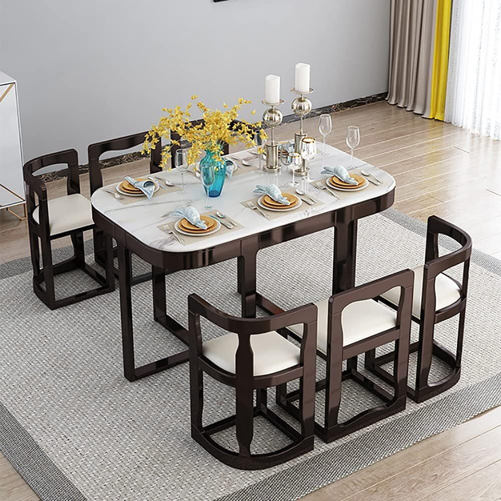 Gulmarg Luxury 6 Seater Modern Marble Dining Table Set with Chairs