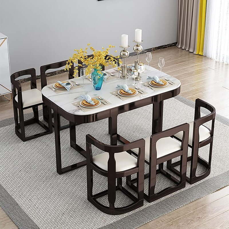 Gulmarg Luxury 6 Seater Modern Marble Dining Table Set with Chairs