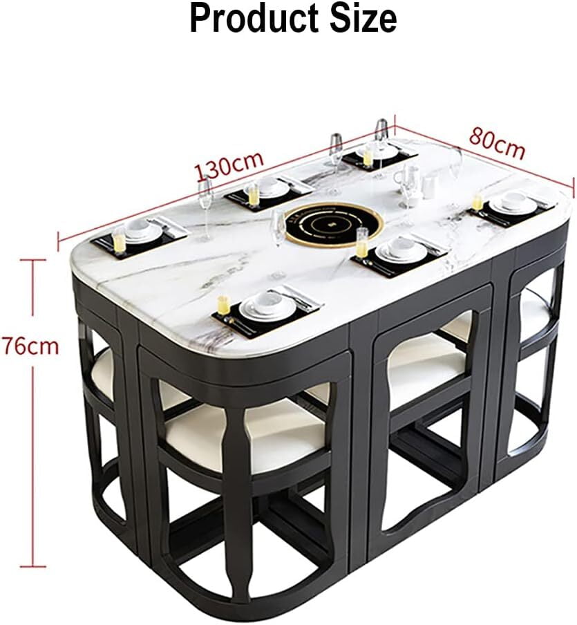 Gulmarg Luxury 6 Seater Modern Marble Dining Table Set with Chairs