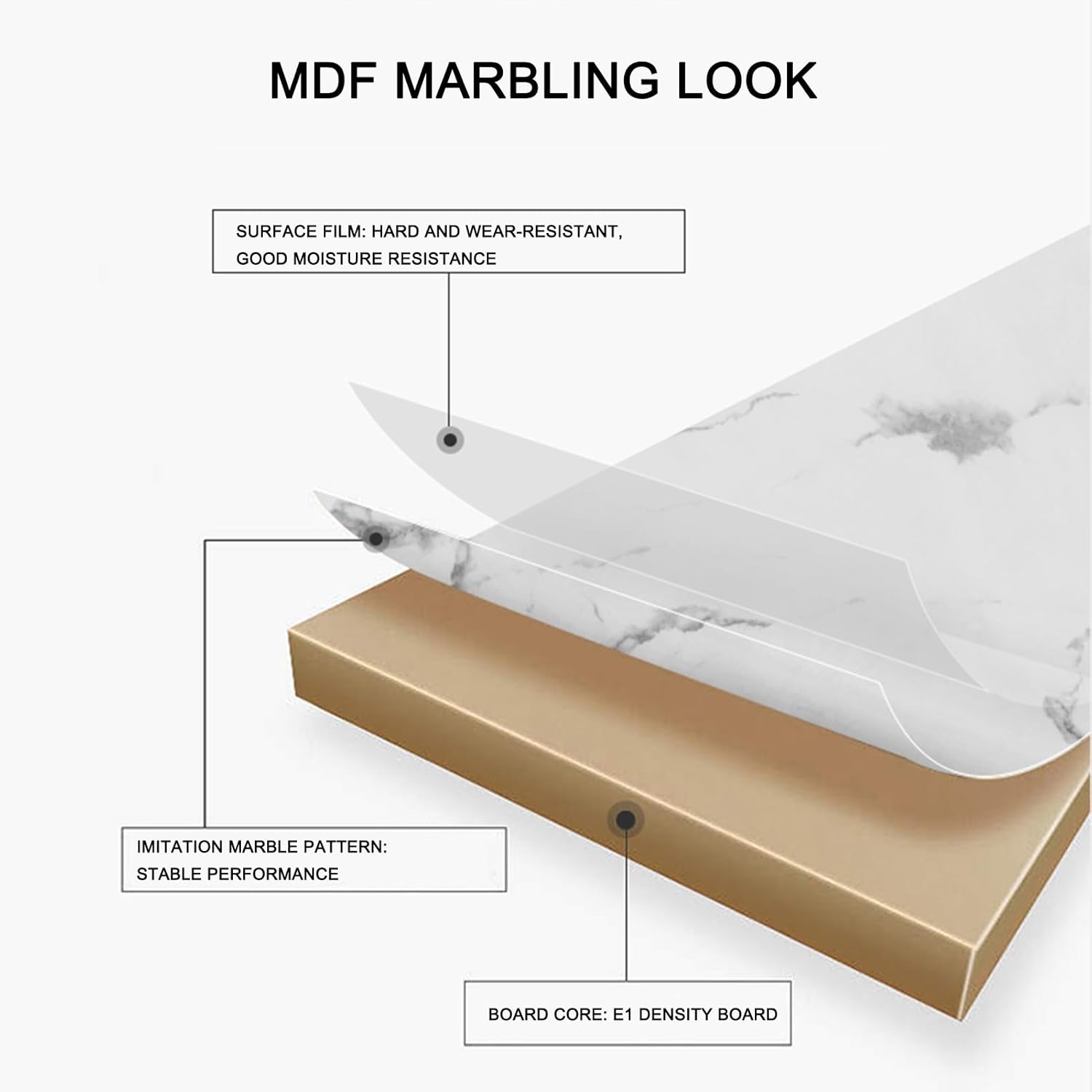 Marina Modern 4 Seater Marble-Look Dining Table Set with Padded Chairs