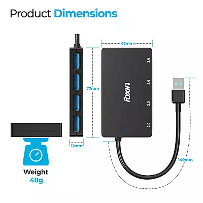 USB HUB 4 PORT FUH-004 (USB 3.0X1, 2.0X3)