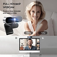 1080P Full HD Webcam for PC with Microphone – USB Plug and Play Camera with 360° Rotation