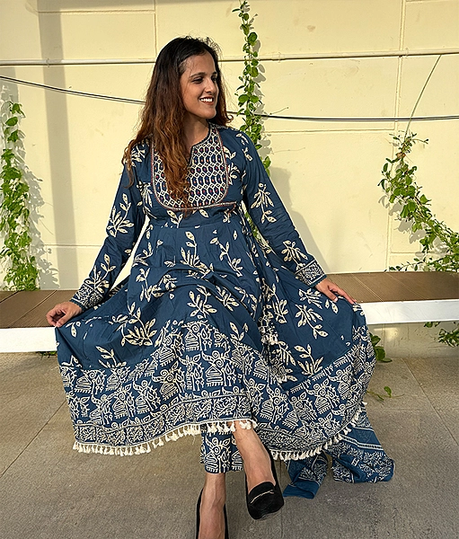 Indigo Cotton Suit Set