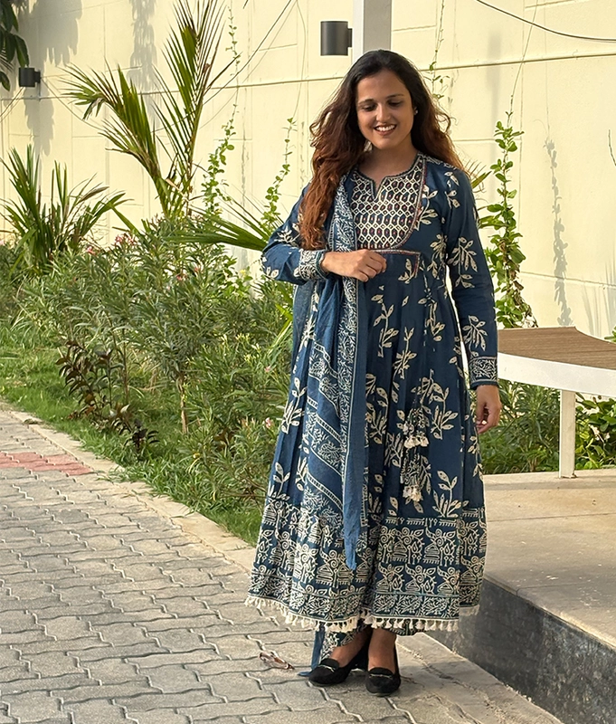 Indigo Cotton Suit Set