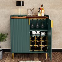 Coffee Bar Cabinet with Wine Racks, Green Liquor Cabinet