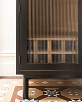Arched Bar Cabinet with Cane Doors | Boho-Chic Wine Storage