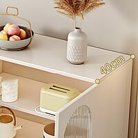 Wood Modern Crockery Cabinet and Sideboard Credenza with Glass Doors and Adjustable Shelves