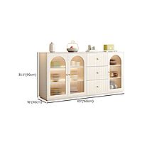 Wood Modern Crockery Cabinet and Sideboard Credenza with Glass Doors and Adjustable Shelves